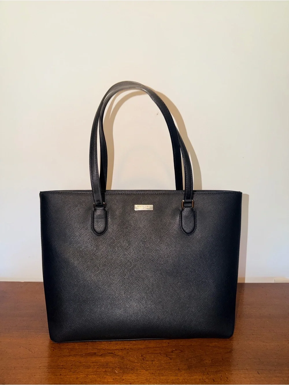 Kate Spade Black Structured Tote with Gold Accents - Picture 3 of 15